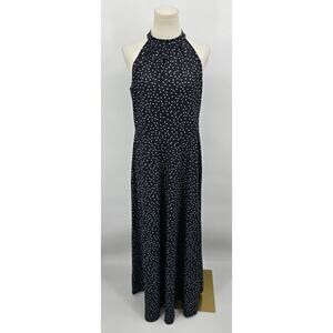 Styleword Old Money Summer Black Polka Dot Halter Maxi Dress